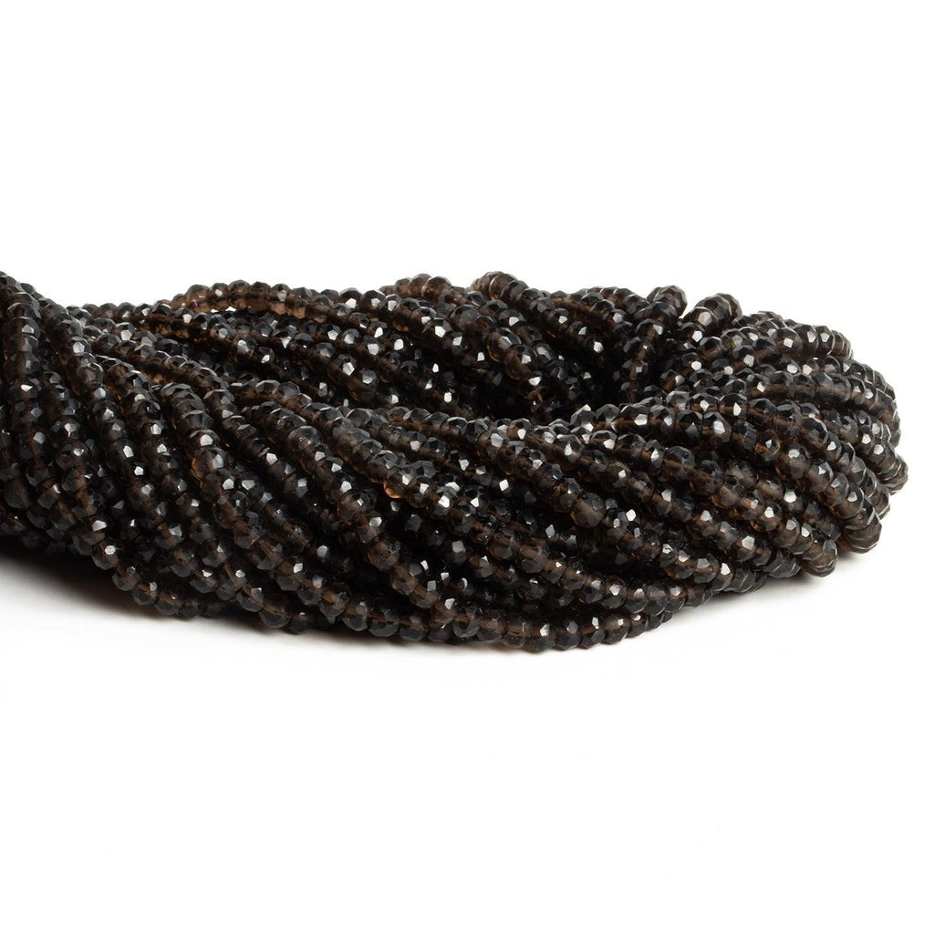 4mm Dark Smoky Quartz Faceted Rondelles 12 inch 105 beads - The Bead Traders