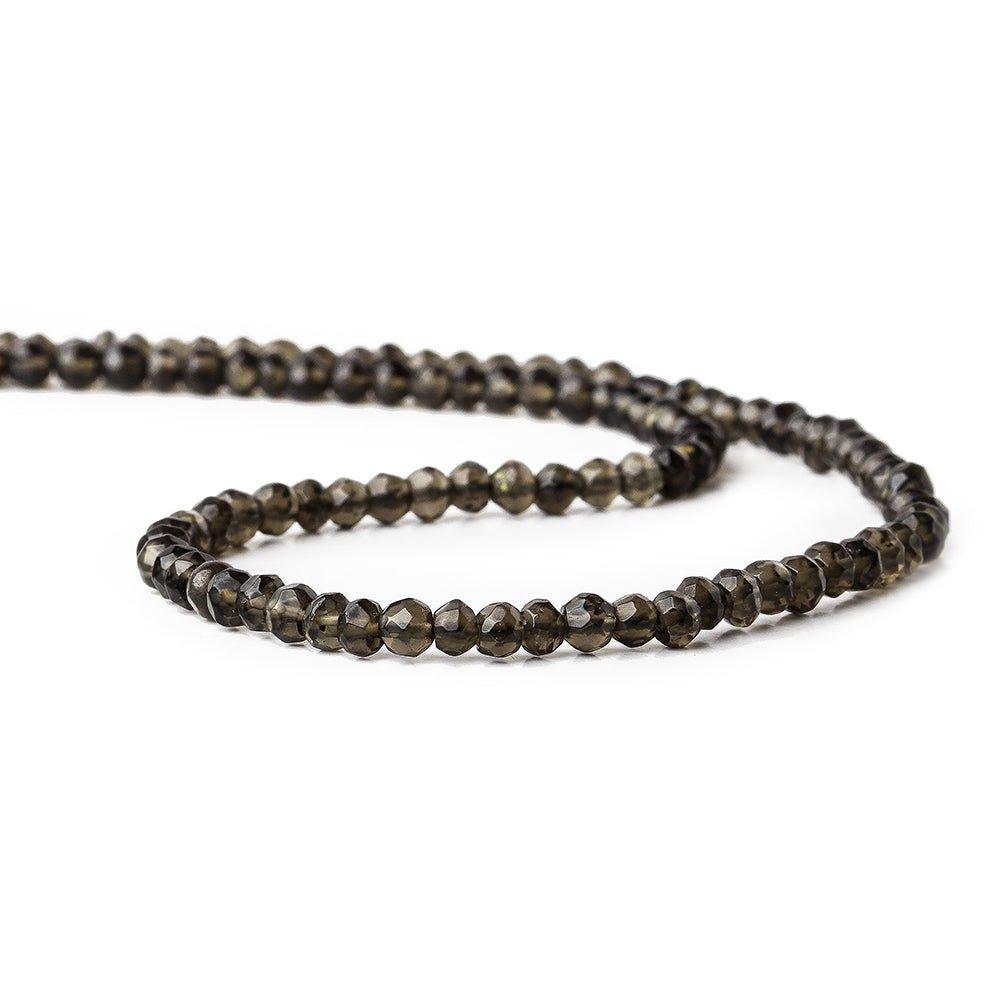 4mm Dark Smoky Quartz native faceted rondelles 13 inch 100 beads - The Bead Traders
