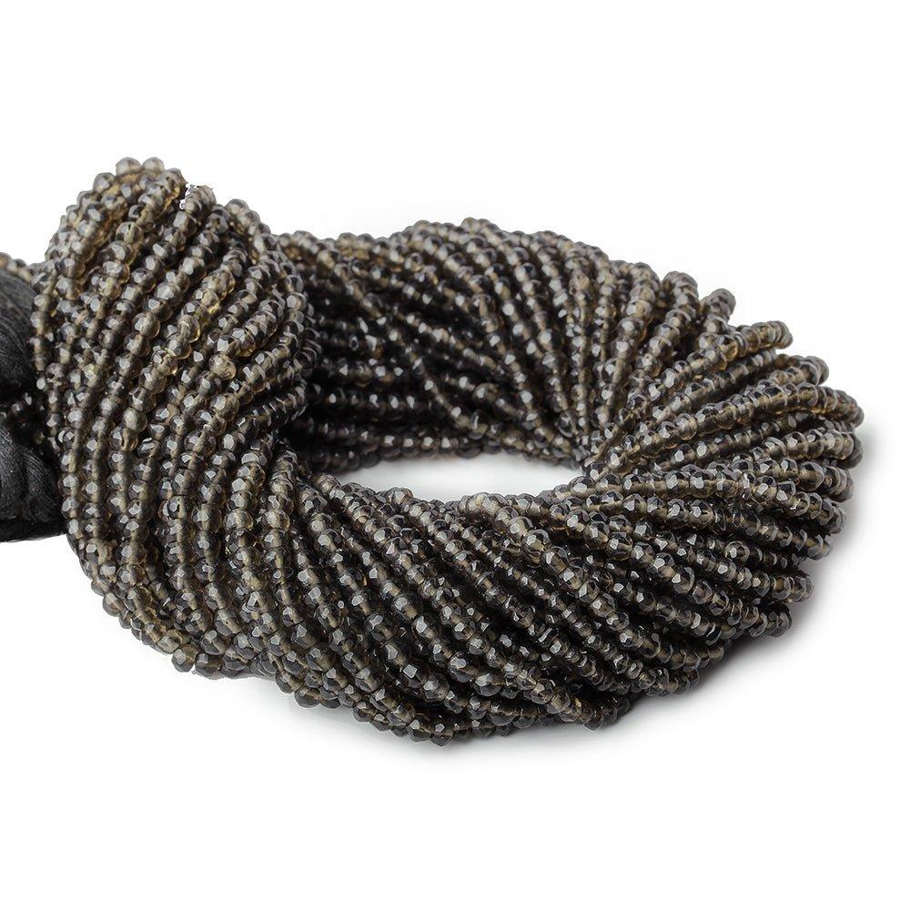 4mm Dark Smoky Quartz native faceted rondelles 13 inch 100 beads - The Bead Traders