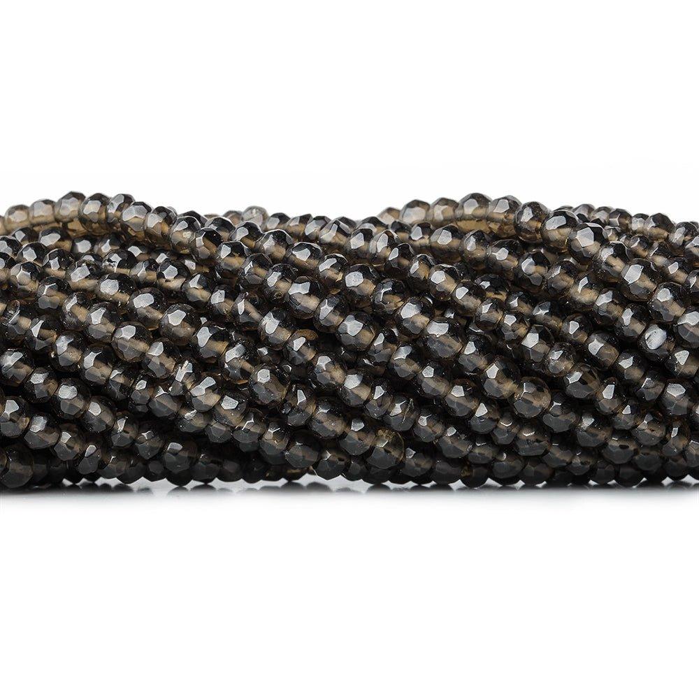 4mm Dark Smoky Quartz native faceted rondelles 13 inch 100 beads - The Bead Traders