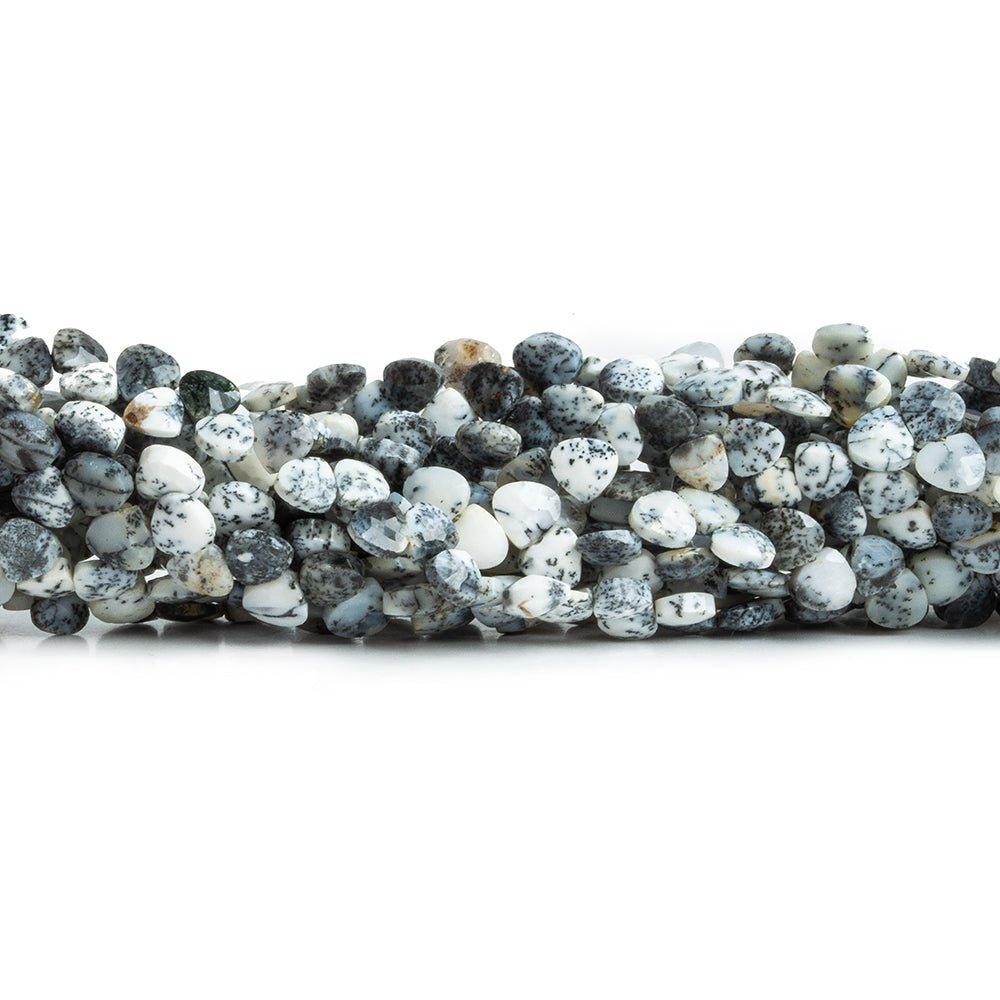 4mm Dendritic Opal Faceted Heart Beads 6 inch 50 pieces - The Bead Traders