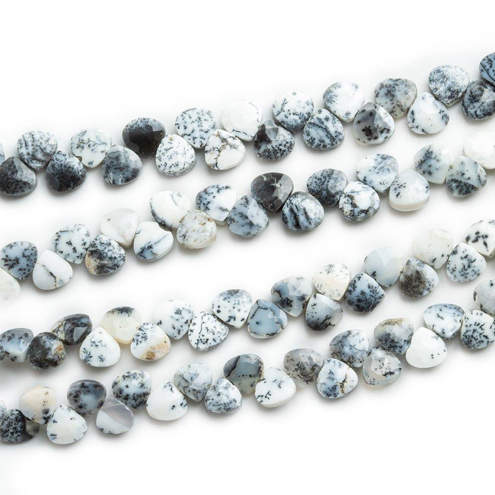 4mm Dendritic Opal Faceted Heart Beads 6 inch 50 pieces - The Bead Traders