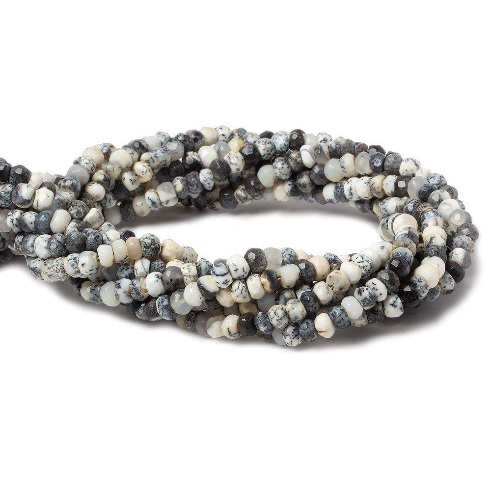 4mm Dendritic Opal Hand faceted rondelle beads 12.5 inch 110 pieces - The Bead Traders