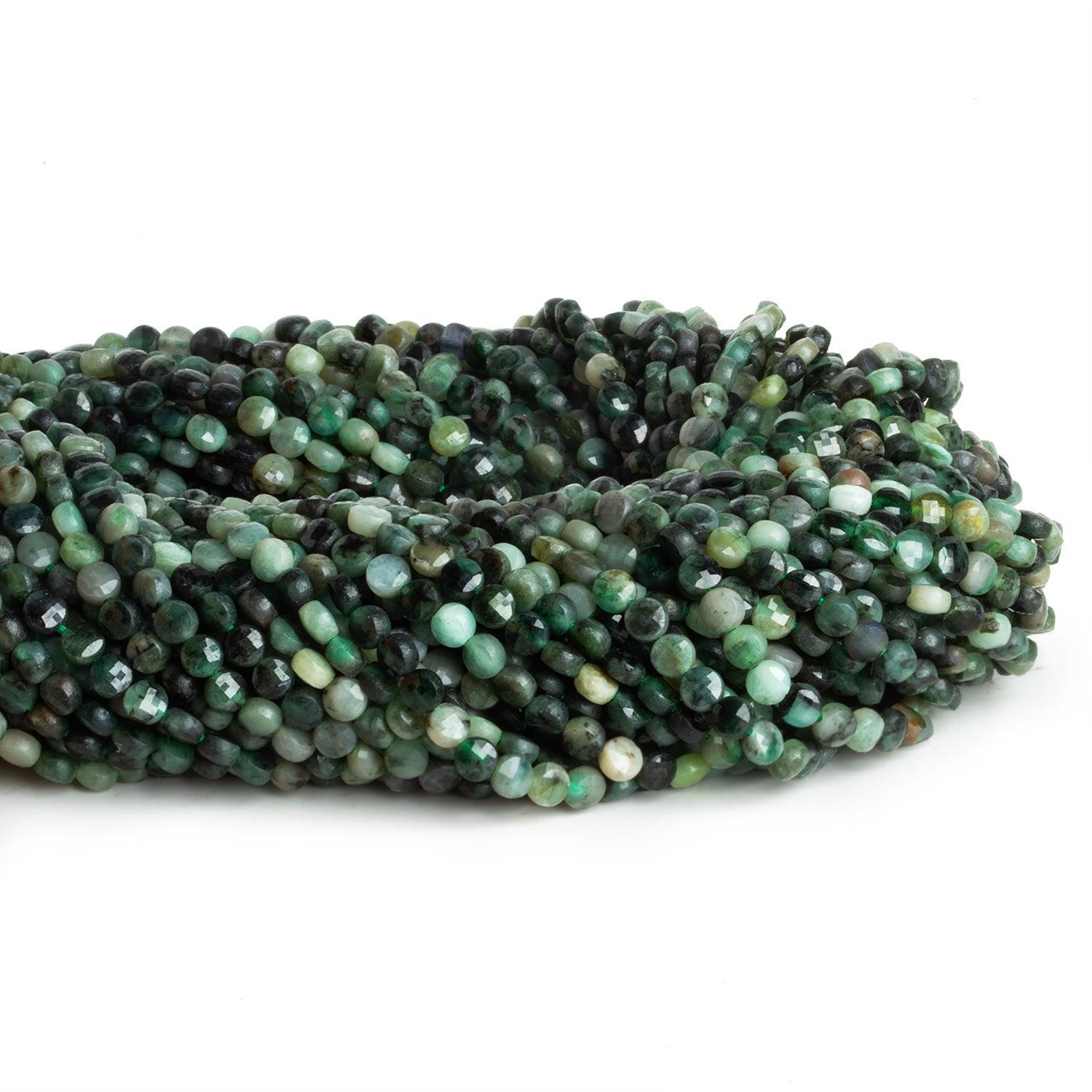 4mm Emerald Checkerboard Microfaceted Coins 12 inch 80 pieces - The Bead Traders