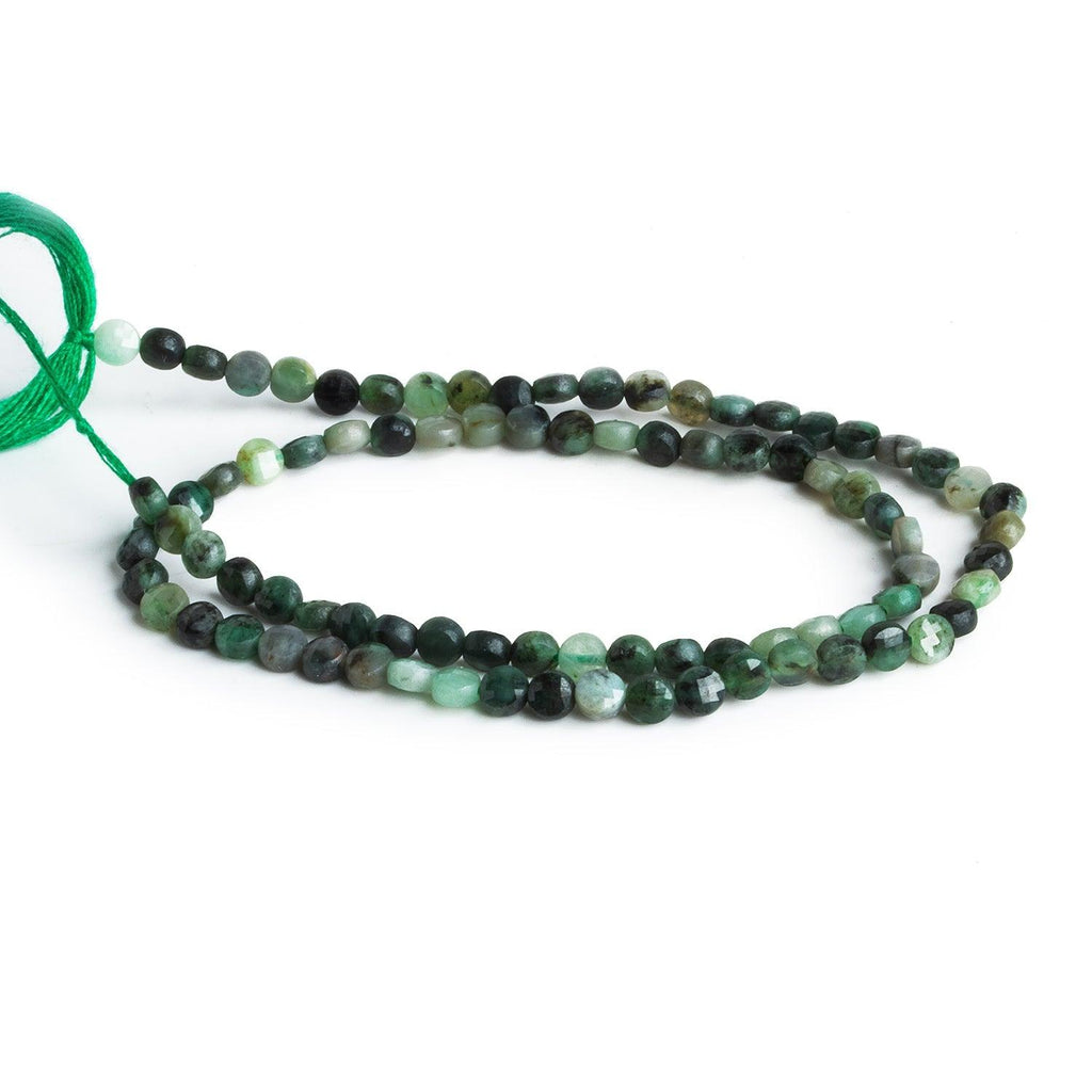 4mm Emerald Checkerboard Microfaceted Coins 12 inch 80 pieces - The Bead Traders
