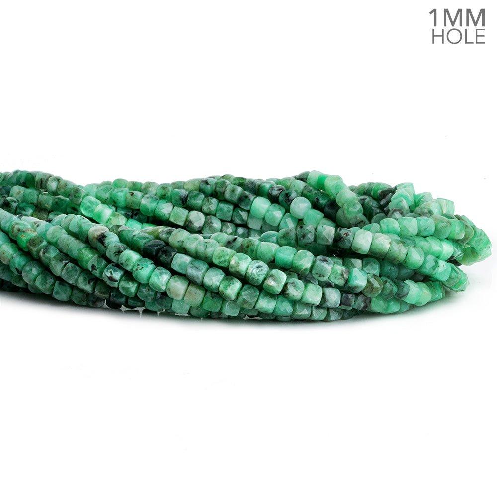 4mm Emerald Faceted Cube Beads 12 inch 85 pieces - The Bead Traders