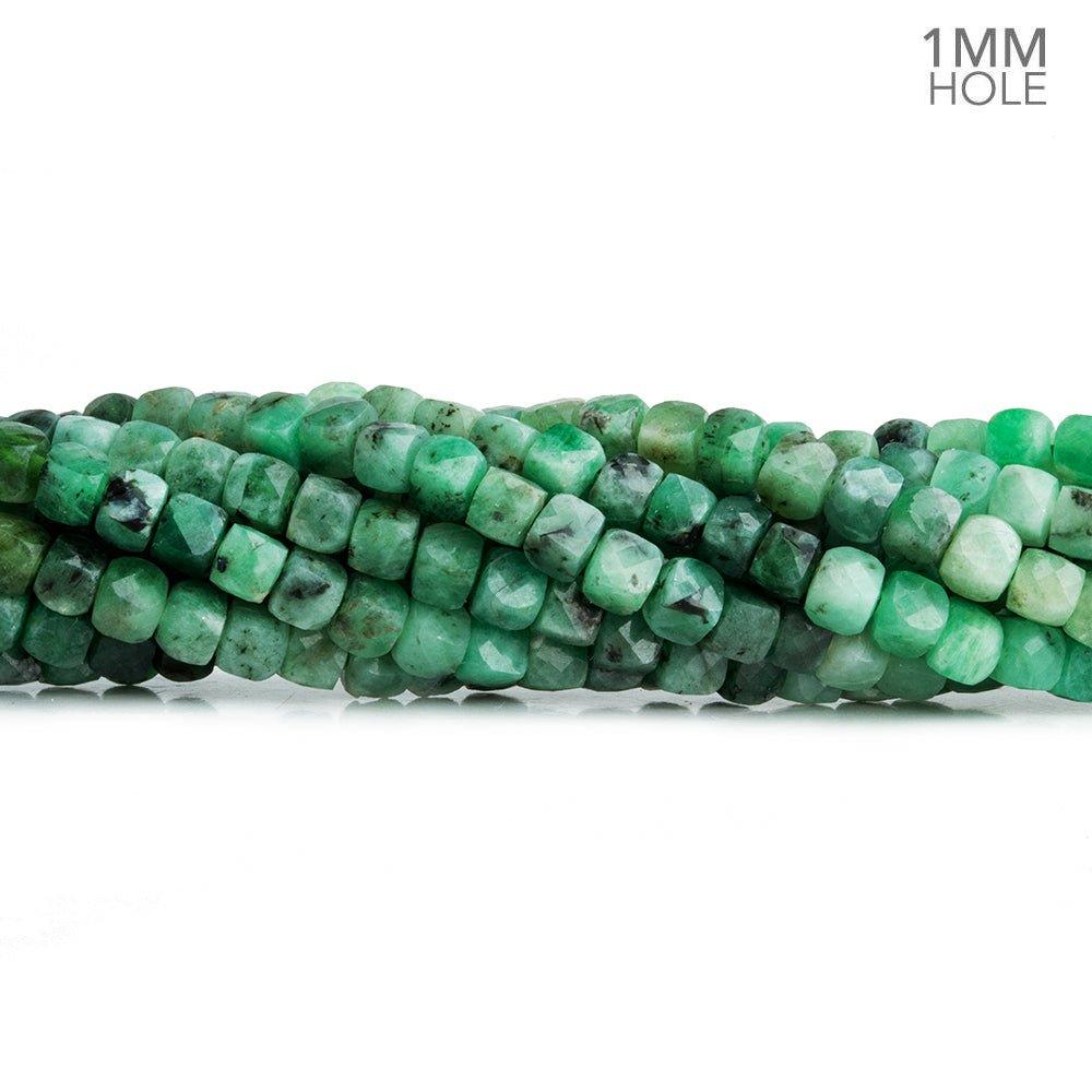 4mm Emerald Faceted Cube Beads 12 inch 85 pieces - The Bead Traders