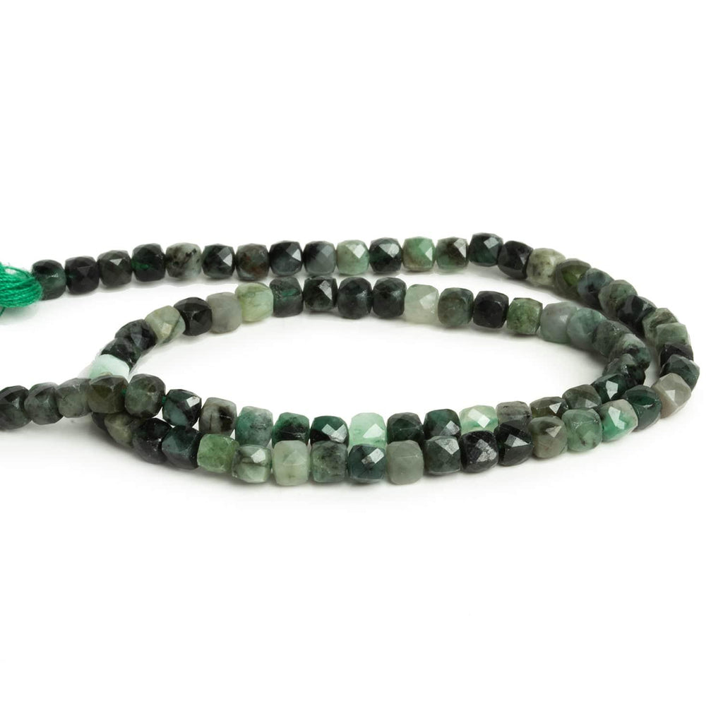 4mm Emerald Microfaceted Cubes 12 inch 75 beads - The Bead Traders