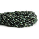 4mm Emerald Microfaceted Cubes 12 inch 75 beads - The Bead Traders