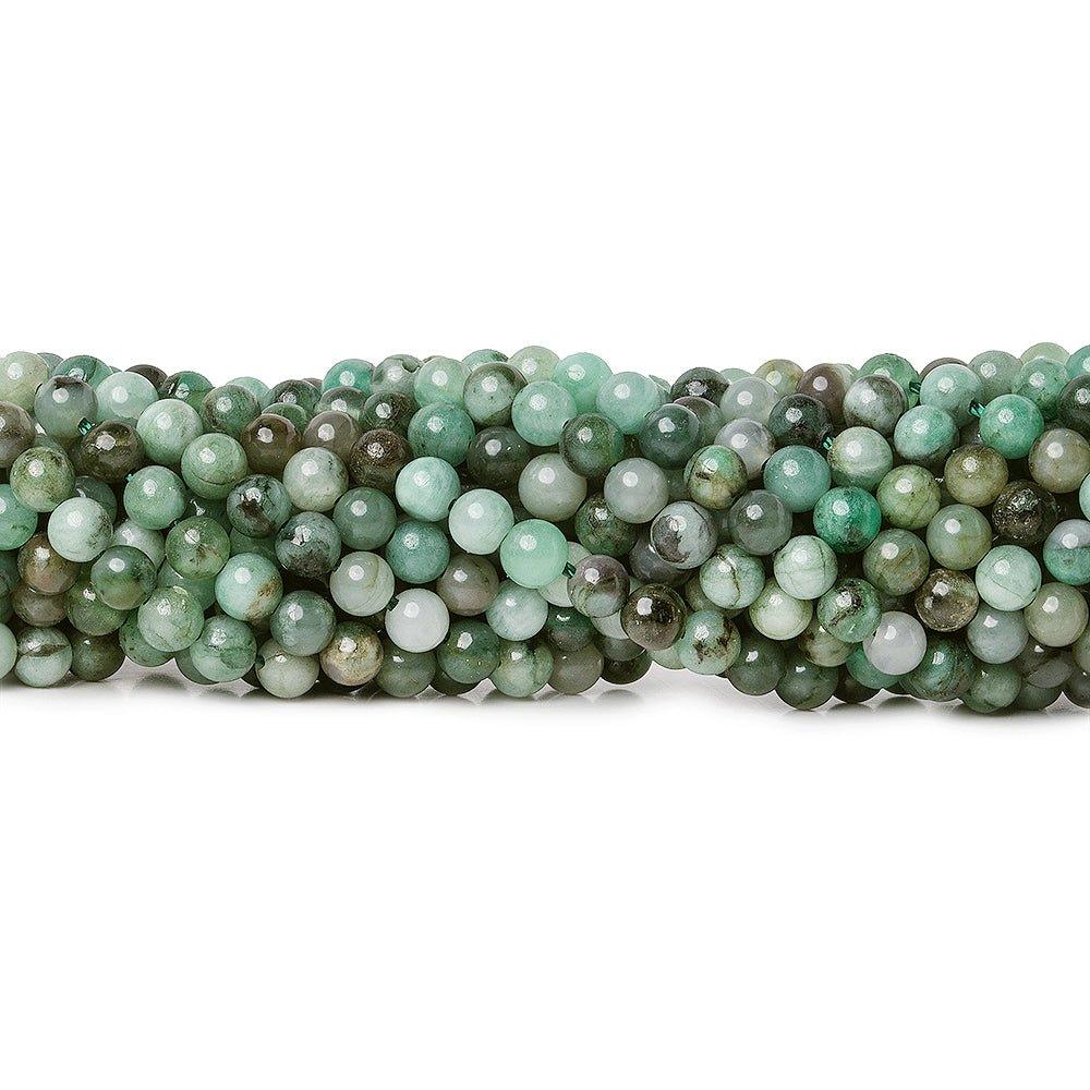 4mm Emerald plain round beads 16 inch 95 pieces - The Bead Traders