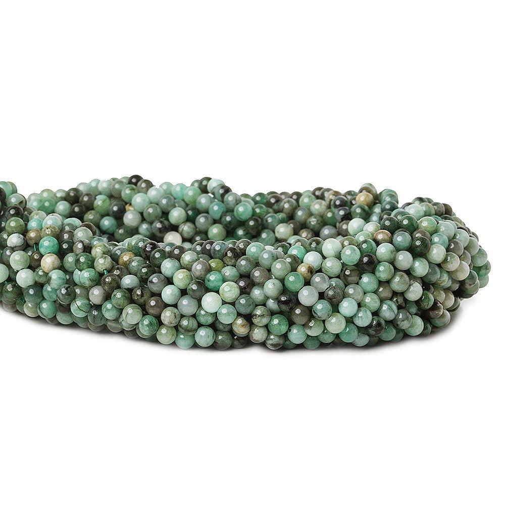 4mm Emerald plain round beads 16 inch 95 pieces - The Bead Traders