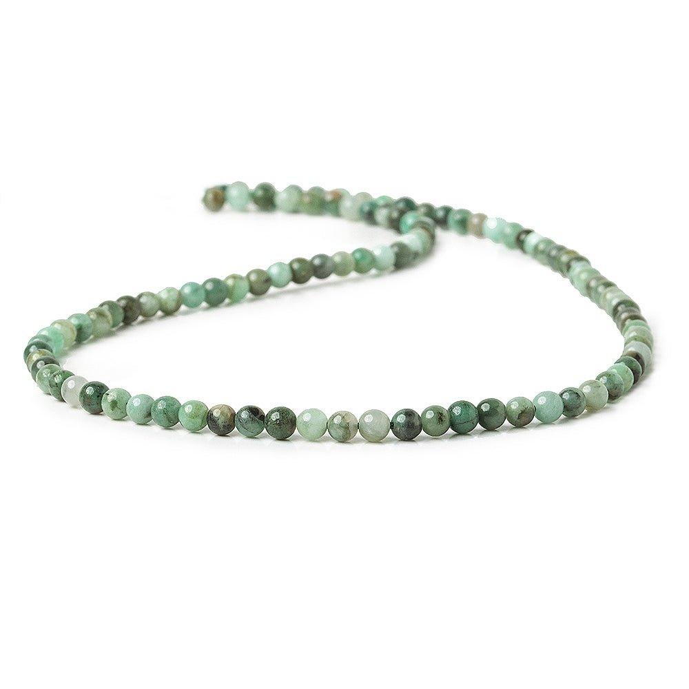 4mm Emerald plain round beads 16 inch 95 pieces - The Bead Traders