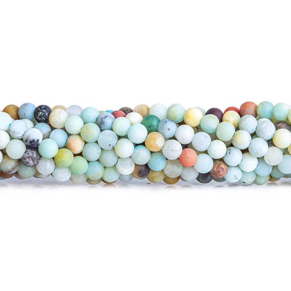 4mm Frosted Amazonite plain round beads 15 inch 89 pieces - The Bead Traders