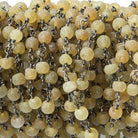 4mm Frosted Gold Chalcedony rondelle Black Gold Chain by the foot - The Bead Traders