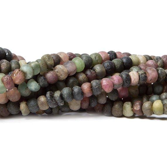 4mm Frosted Multi Color Tourmaline plain rondelles 13 inch 125 beads - The Bead Traders