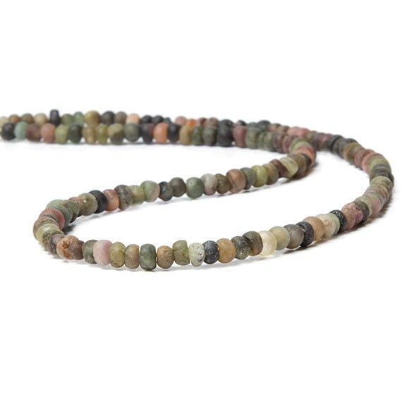 4mm Frosted Multi Color Tourmaline plain rondelles 13 inch 125 beads - The Bead Traders