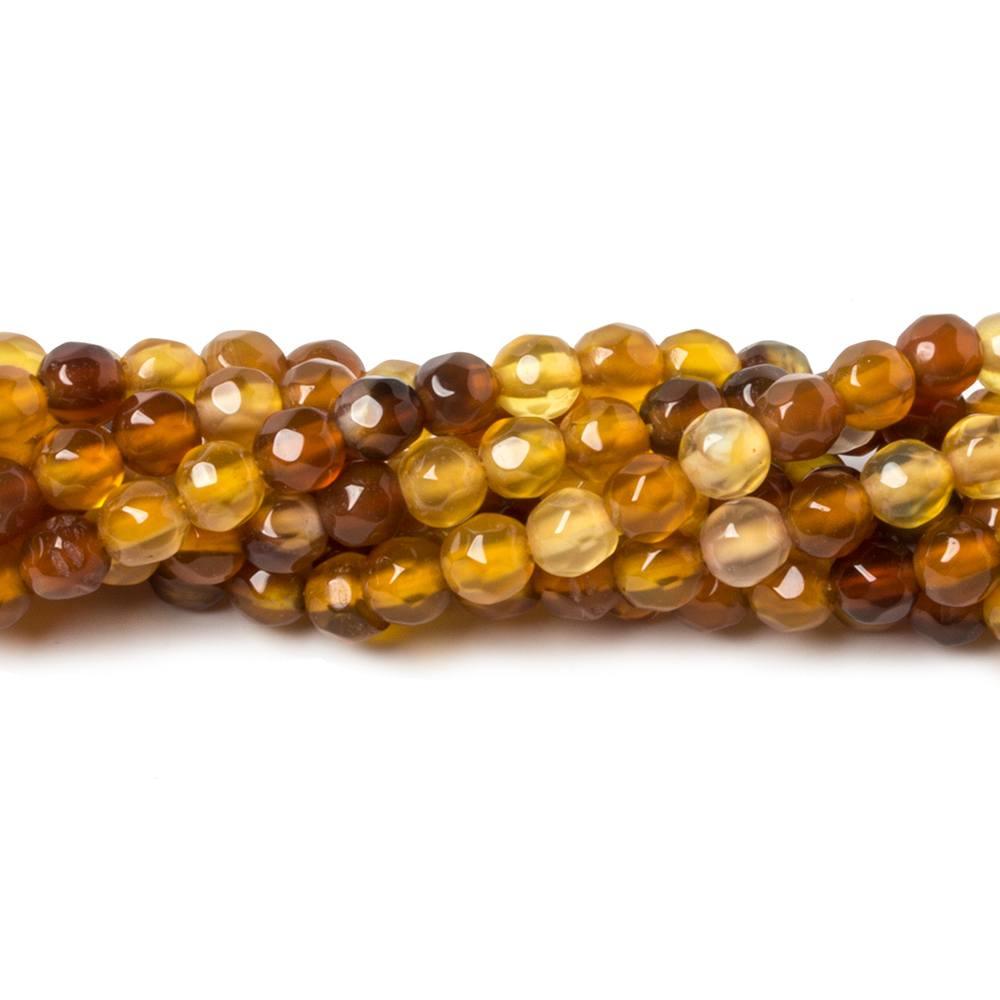 4mm Golden Amber Multi-tonal Agate faceted rounds 95 beads 15 inch - The Bead Traders
