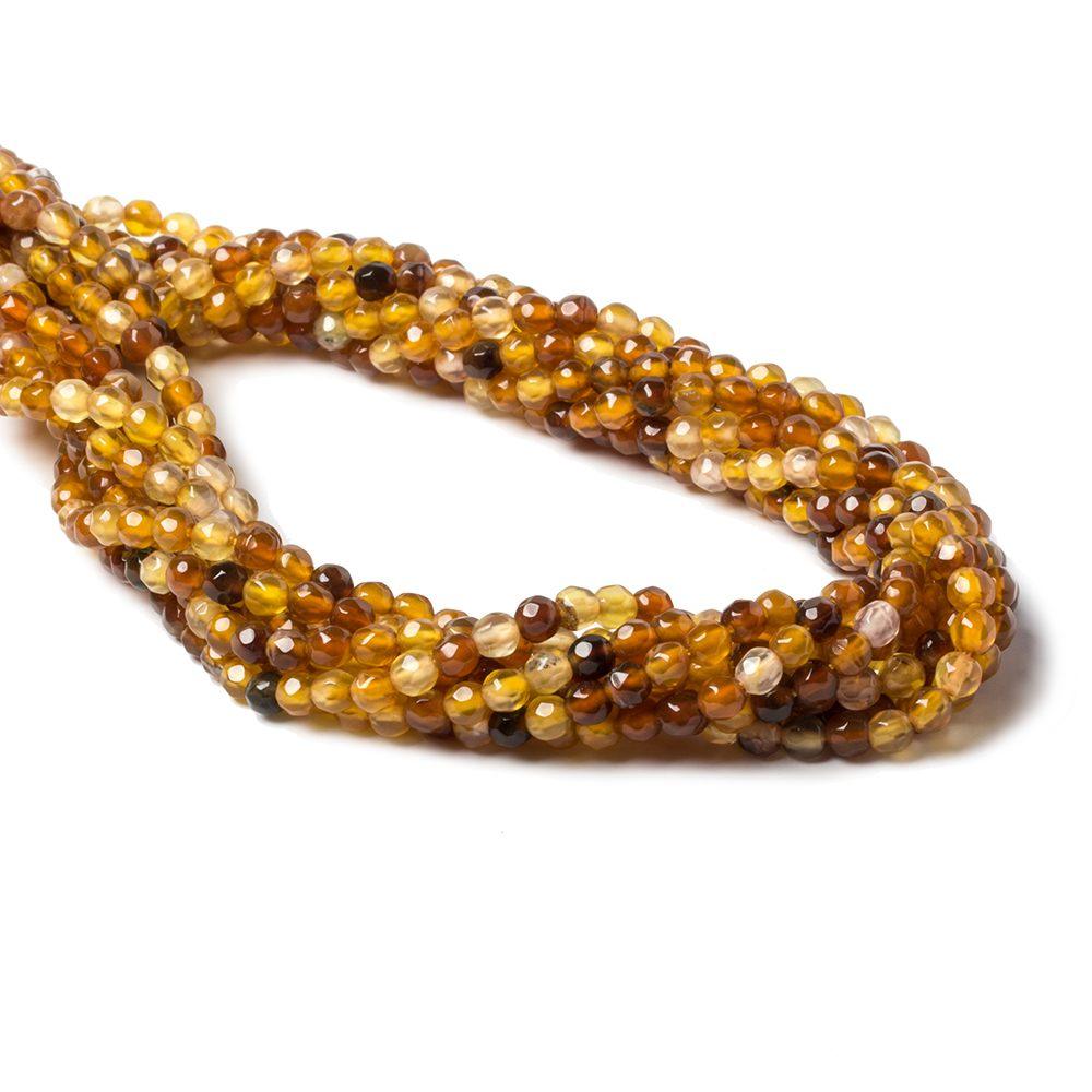 4mm Golden Amber Multi-tonal Agate faceted rounds 95 beads 15 inch - The Bead Traders