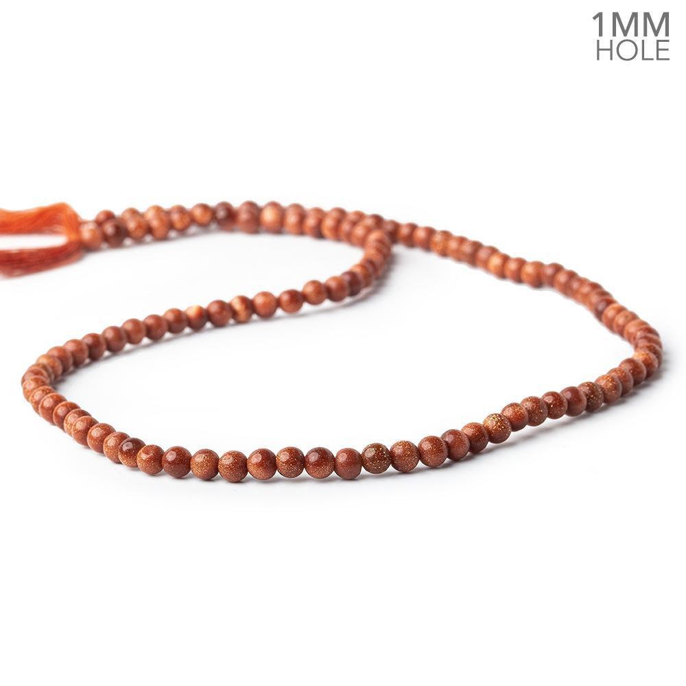 4mm Goldstone Plain Round Beads, 14 inch - The Bead Traders
