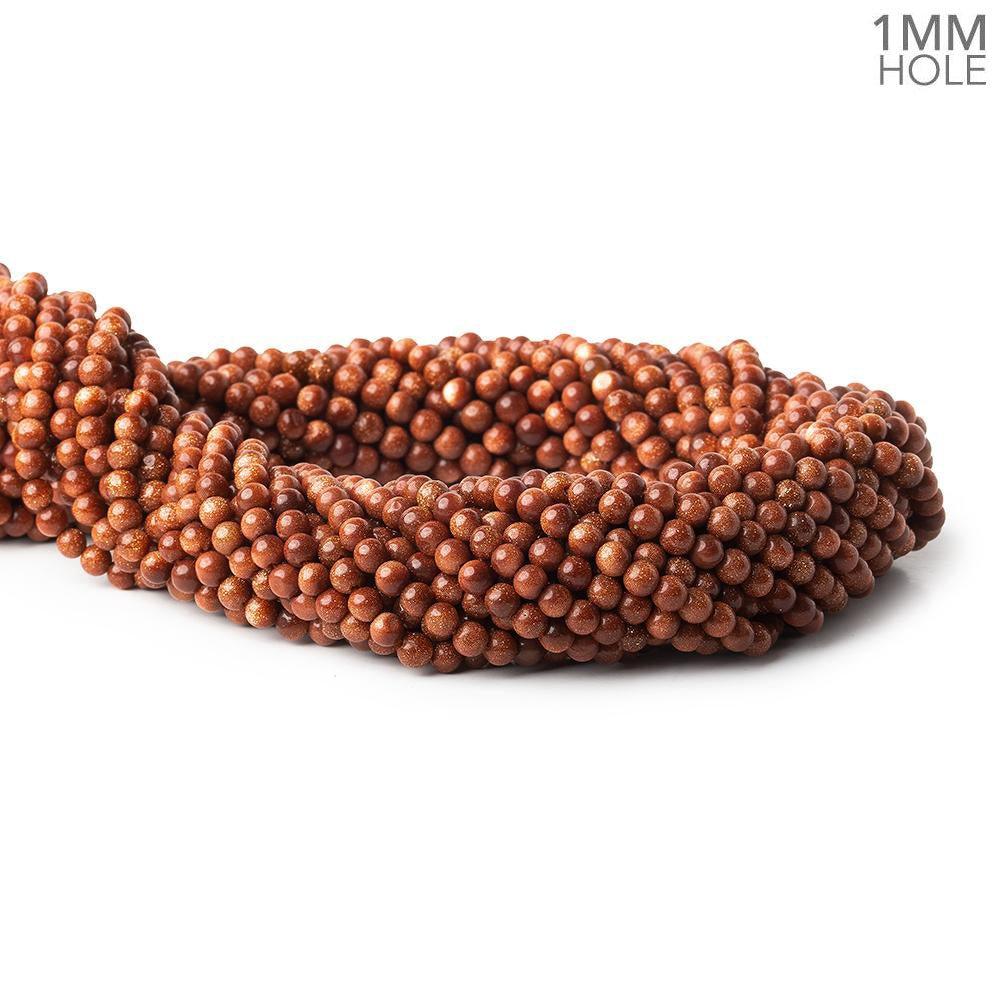 4mm Goldstone Plain Round Beads, 14 inch - The Bead Traders
