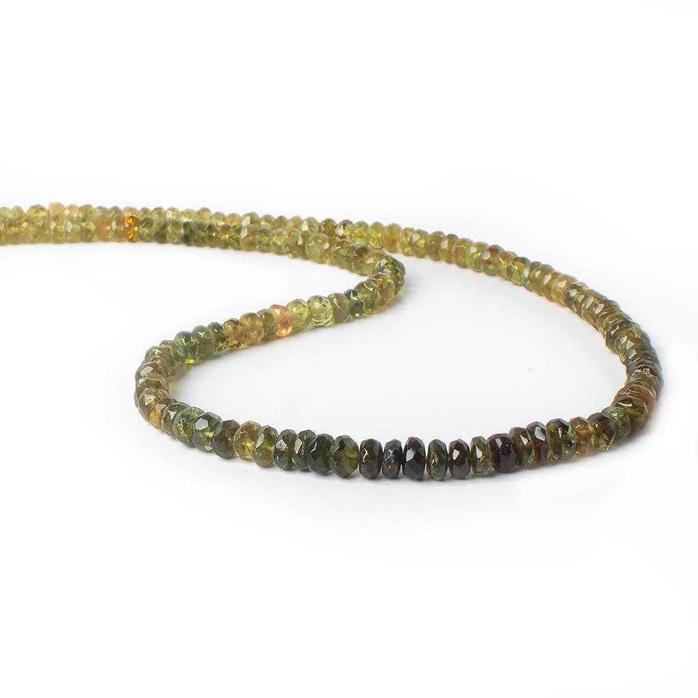 4mm Green and Brown Tourmaline Faceted Rondelle Beads 14 inch 143 beads - The Bead Traders