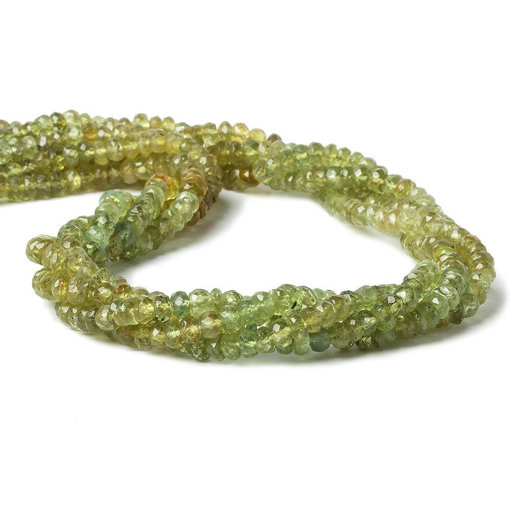 4mm Green Apatite Faceted Rondelle Beads 14 inch 110 pieces - The Bead Traders