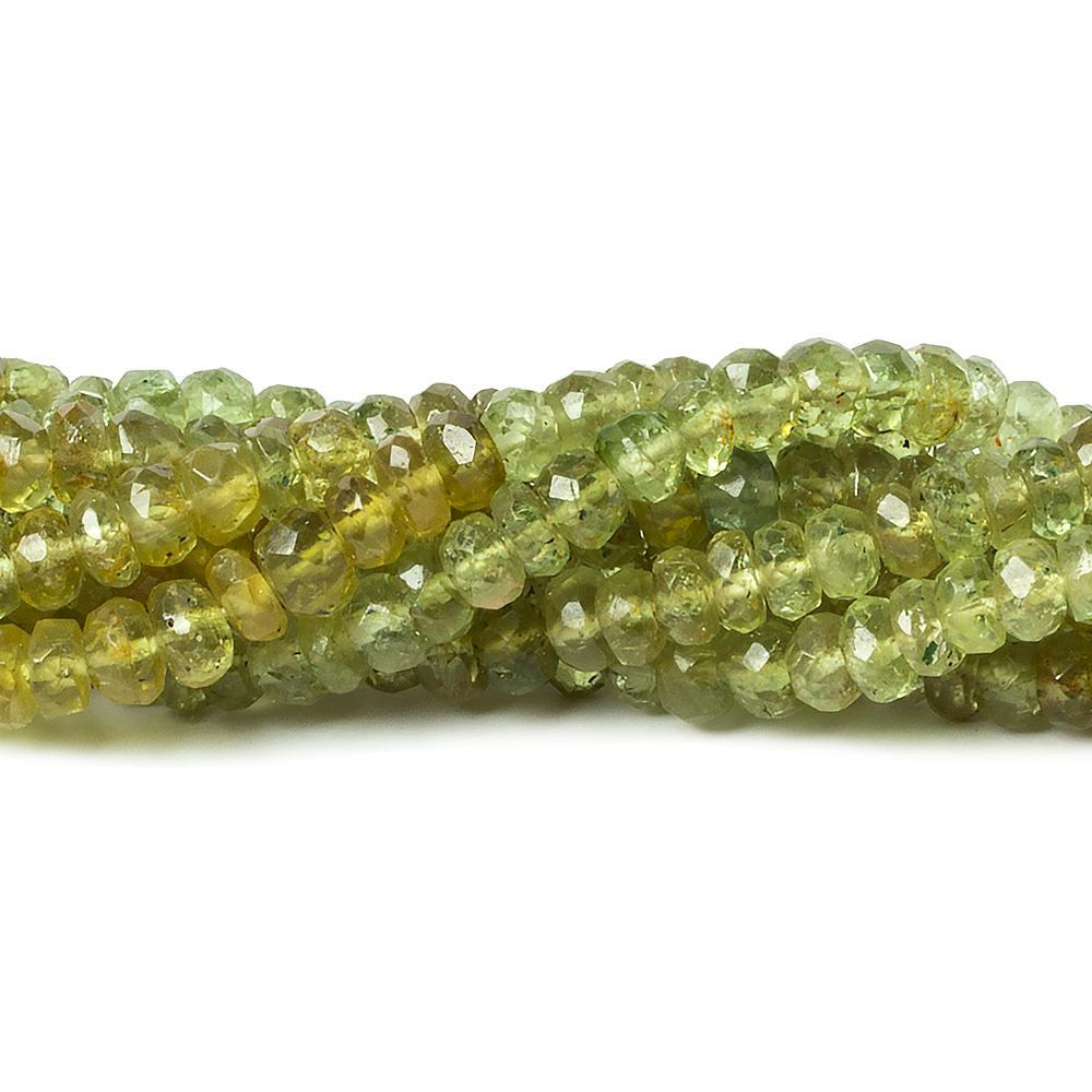 4mm Green Apatite Faceted Rondelle Beads 14 inch 110 pieces - The Bead Traders