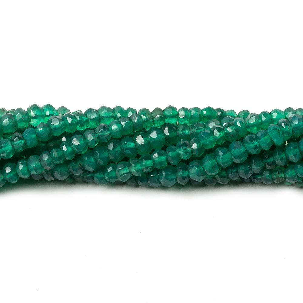 4mm Green Onyx Faceted Rondelle Beads 13 inch 110 pieces - The Bead Traders