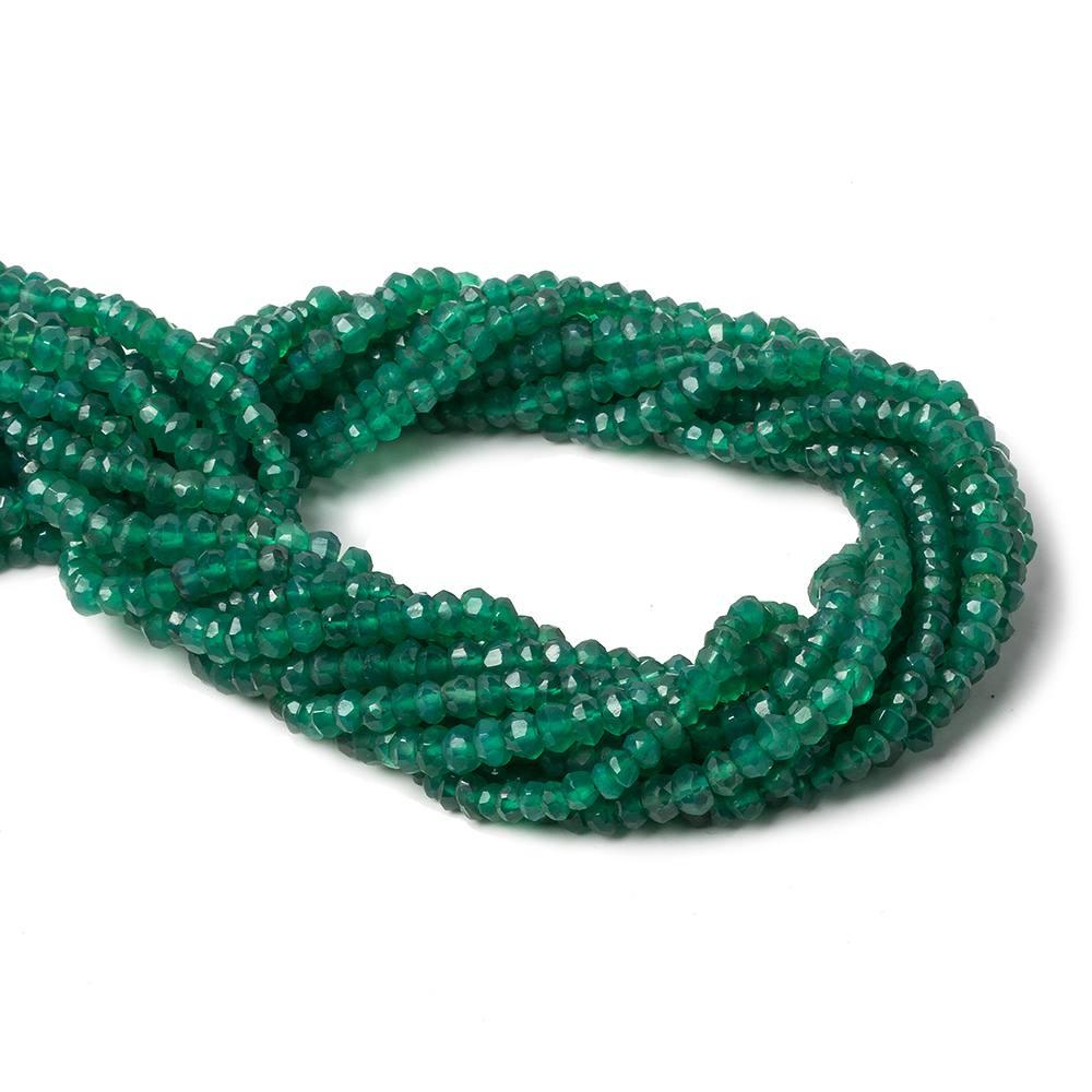 4mm Green Onyx Faceted Rondelle Beads 13 inch 110 pieces - The Bead Traders