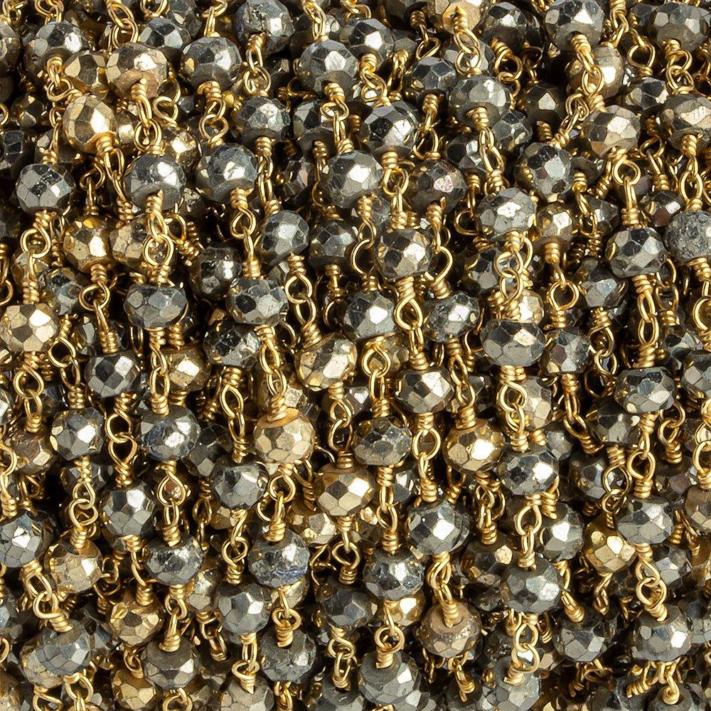 4mm Heavily Gold plated Pyrite & Pyrite Gold plated Chain by the foot - The Bead Traders