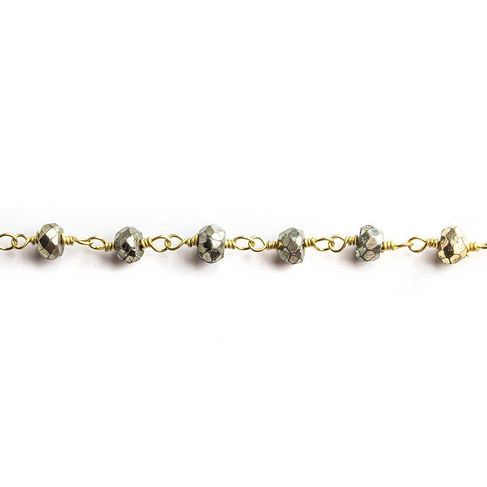 4mm Heavily Gold plated Pyrite & Pyrite Gold plated Chain by the foot - The Bead Traders