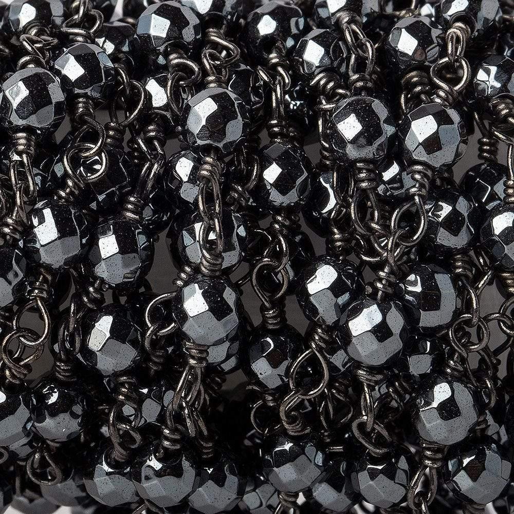 4mm Hematite Rounds Black Gold plated Chain 29 pieces - The Bead Traders
