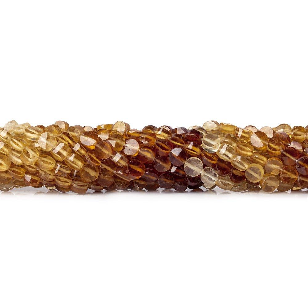 4mm Hessonite Garnet Faceted Coin Beads, 14 inch 90 beads - The Bead Traders