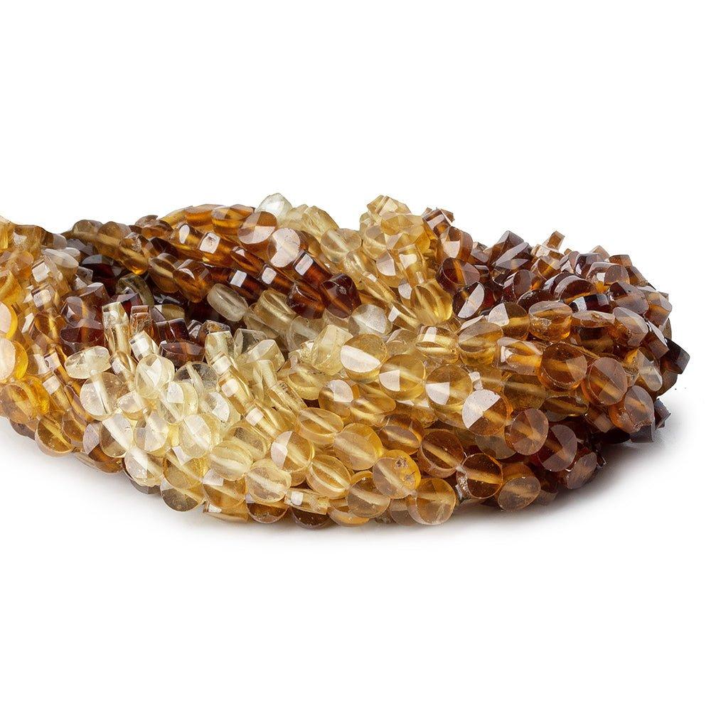 4mm Hessonite Garnet Faceted Coin Beads, 14 inch 90 beads - The Bead Traders