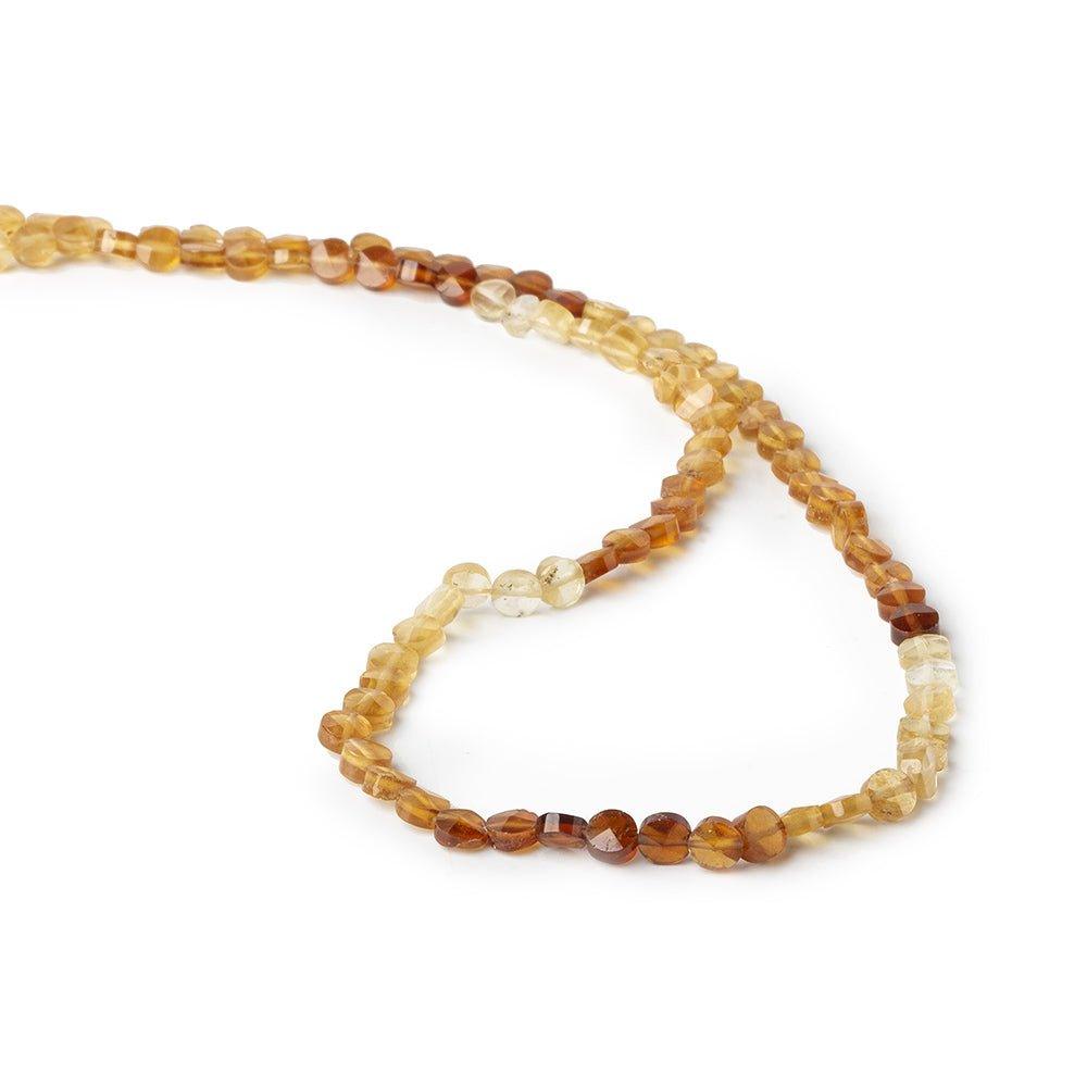 4mm Hessonite Garnet Faceted Coin Beads, 14 inch 90 beads - The Bead Traders