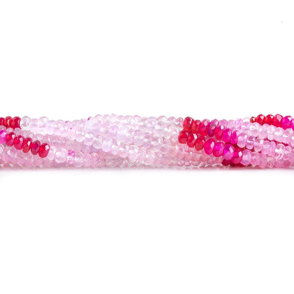 4mm Hot Pink Chalcedony Faceted Rondelle Beads 8 inch 95 pieces - The Bead Traders