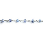 4mm Iolite faceted rondelle Black Gold Chain by the foot 34 pieces - The Bead Traders