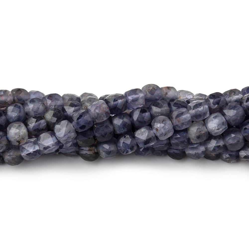 4mm Iolite Micro Faceted Cube Beads 12 inch 75 pieces - The Bead Traders