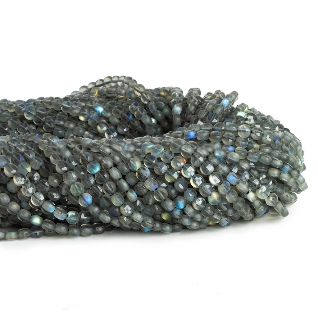 4mm Labradorite Checkerboard Microfaceted Coins 12 inch 80 pieces - The Bead Traders