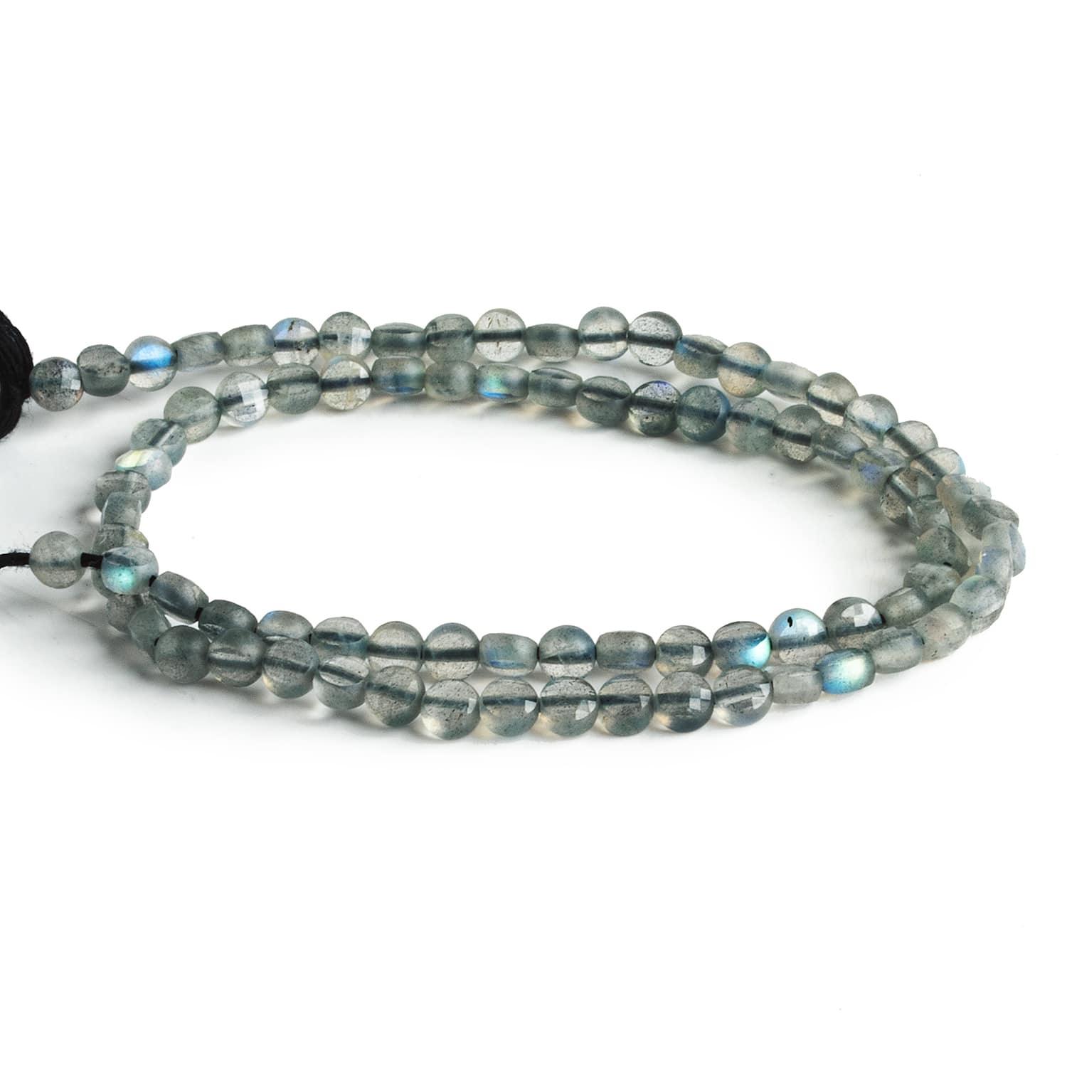 4mm Labradorite Checkerboard Microfaceted Coins 12 inch 80 pieces - The Bead Traders