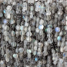 4mm Labradorite faceted coin Trio Black Gold Chain 54 pieces - The Bead Traders