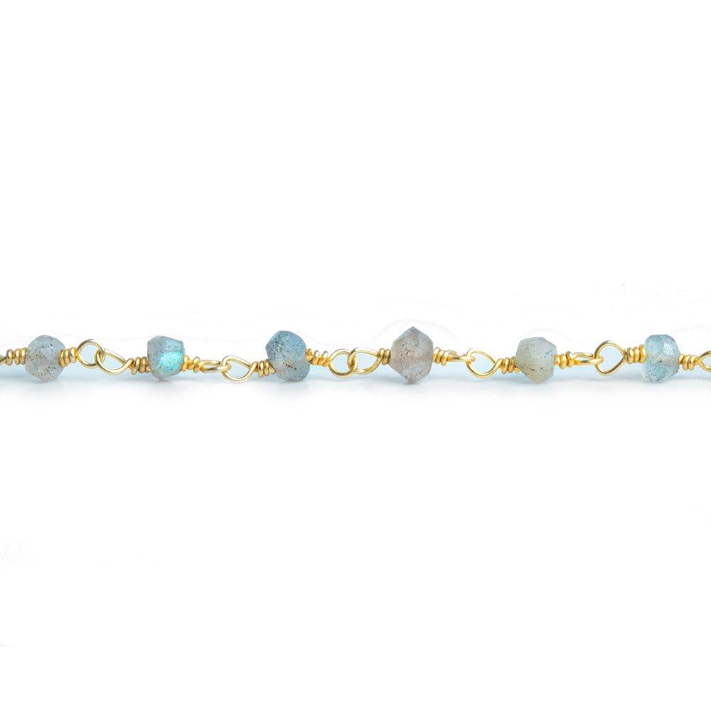 4mm Labradorite Faceted Rondelle Gold Plated Chain by the Foot 39 pieces - The Bead Traders