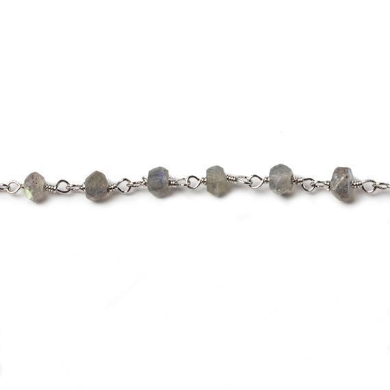4mm Labradorite faceted rondelle Silver plated Chain by the foot 35 pieces - The Bead Traders