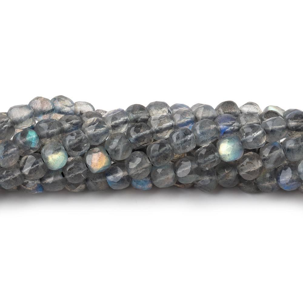4mm Labradorite Micro Faceted Cube Beads 12 inch 78 pieces - The Bead Traders