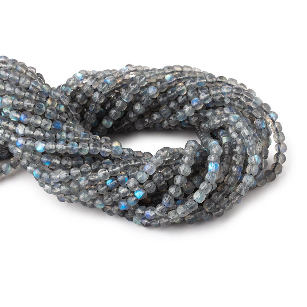 4mm Labradorite Micro Faceted Cube Beads 12 inch 78 pieces - The Bead Traders