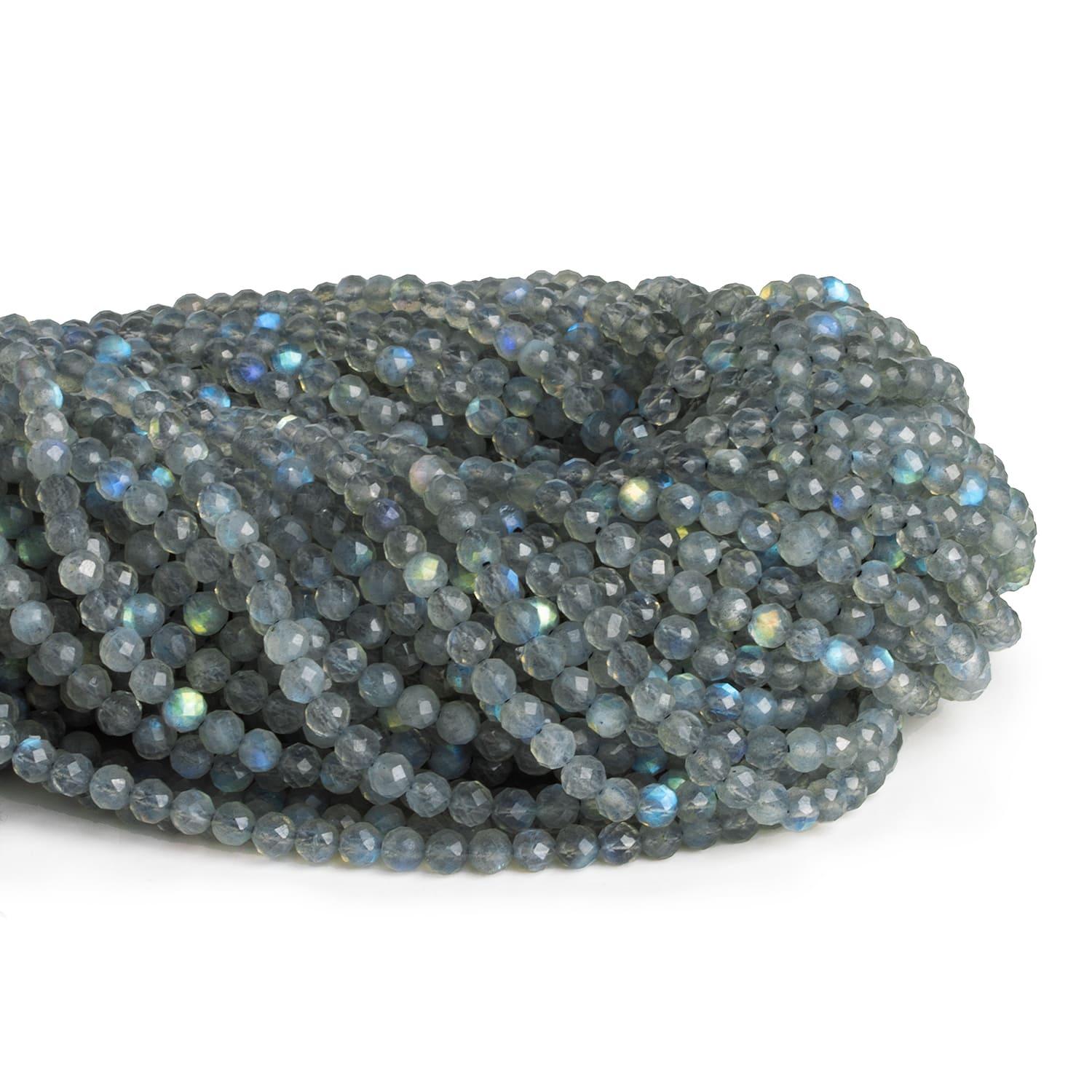 4mm Labradorite Microfaceted Round Beads 12 inch 85 pieces - The Bead Traders