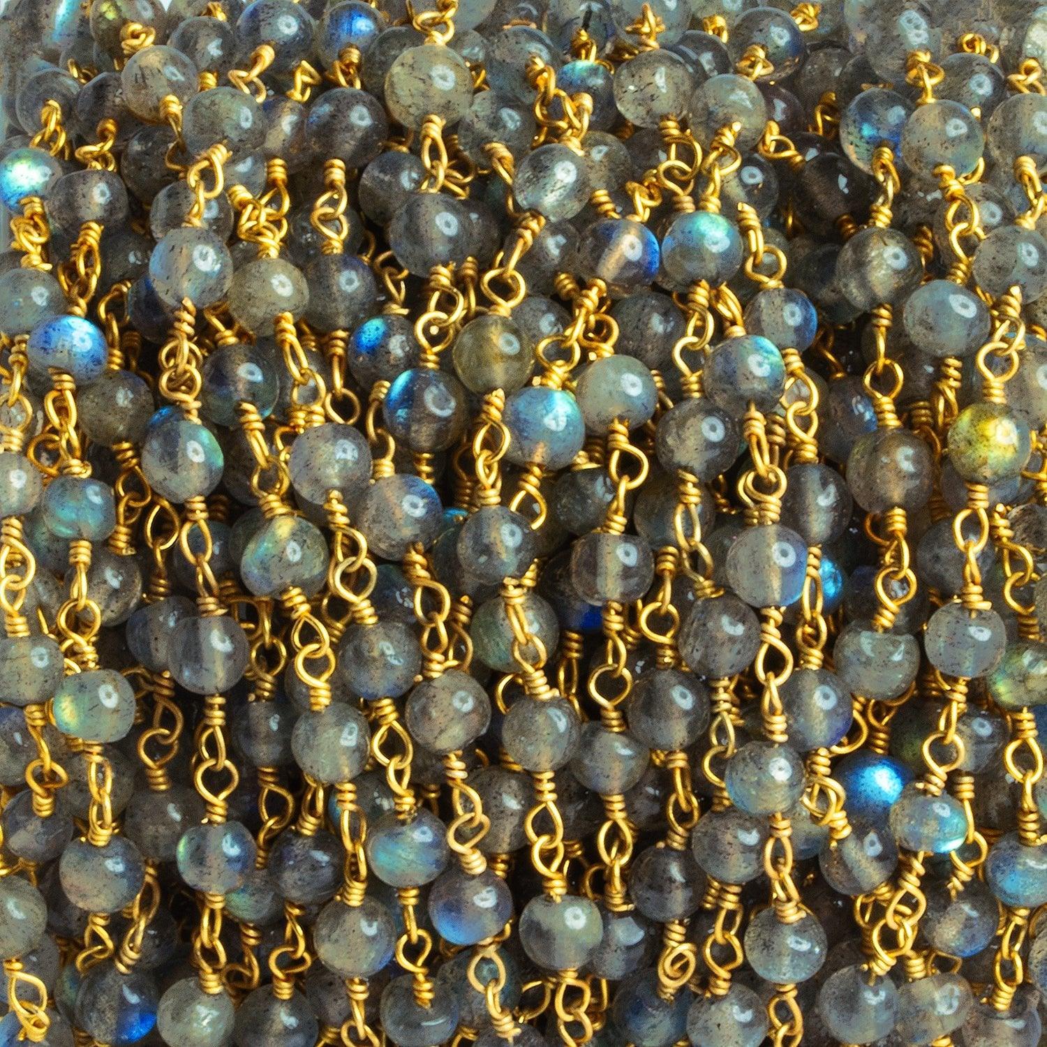 4mm Labradorite Round Gold Chain - The Bead Traders