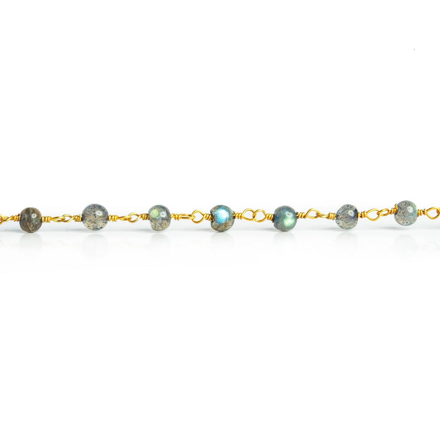 4mm Labradorite Round Gold Chain - The Bead Traders