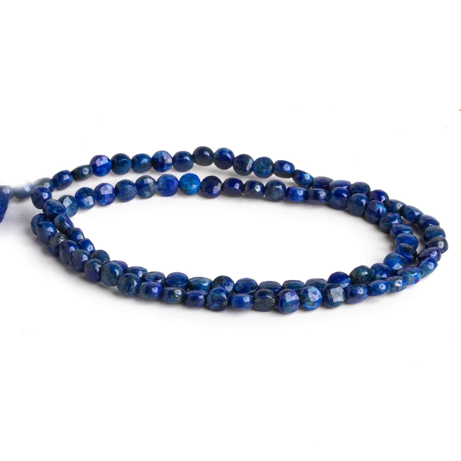 4mm Lapis Lazuli Checkerboard Microfaceted Coins 12 inch 80 pieces - The Bead Traders