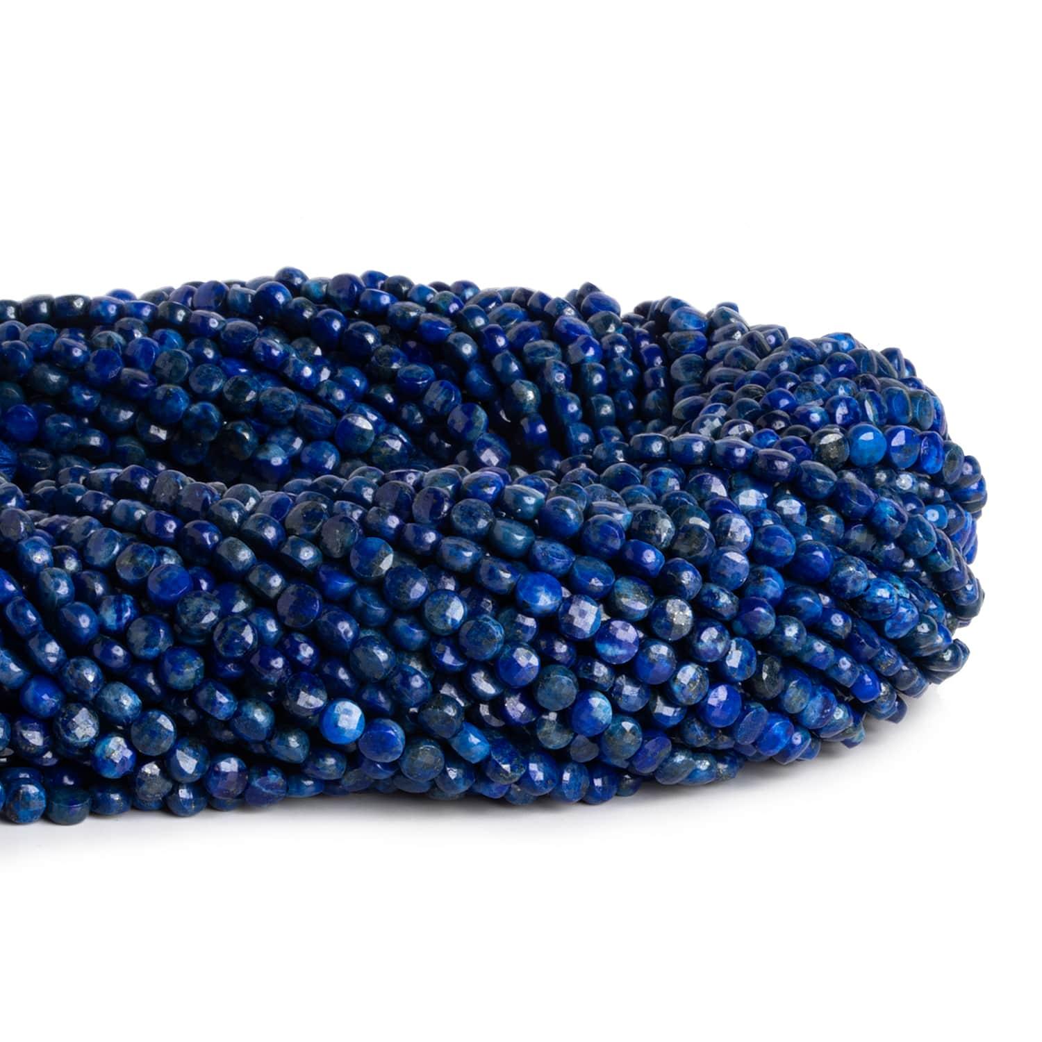 4mm Lapis Lazuli Checkerboard Microfaceted Coins 12 inch 80 pieces - The Bead Traders